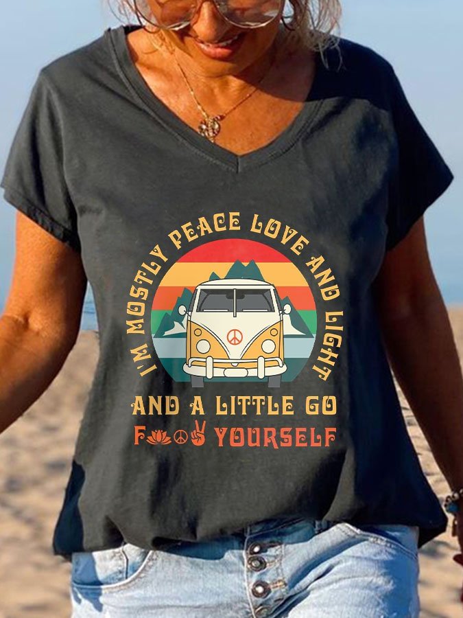Im Mostly Peace Love Print T-Shirt