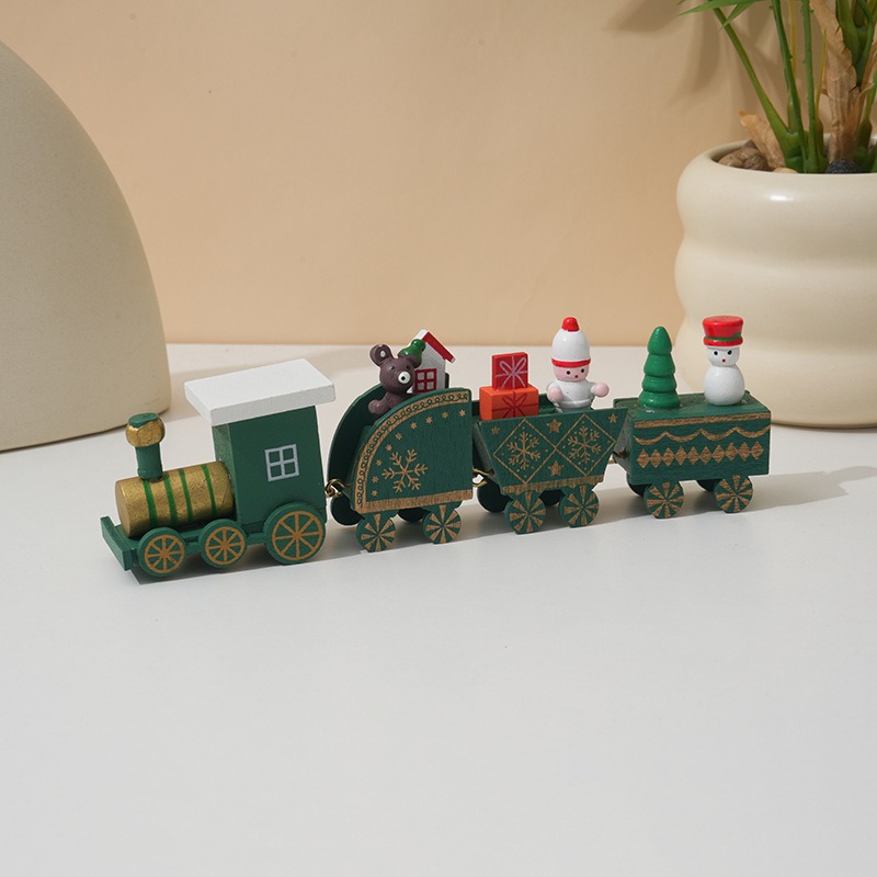 Tegooe Classic Wooden Christmas Train Ornament - Tabletop Holiday Decor