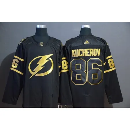 Men's  Tampa Bay Lightning #86 Nikita Kucherov Black Golden Stitched NHL Jersey