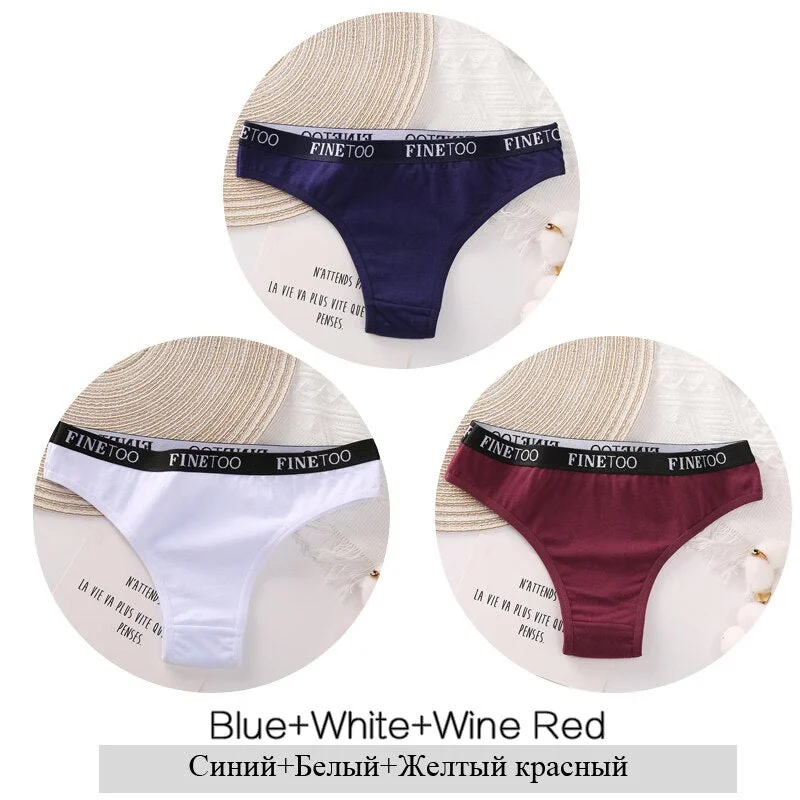 FINETOO Cotton Brazilian Panties Women Letter Underwear Ladies Low Waist Female Underpants Girls Soft Panty Comfortable Lingerie