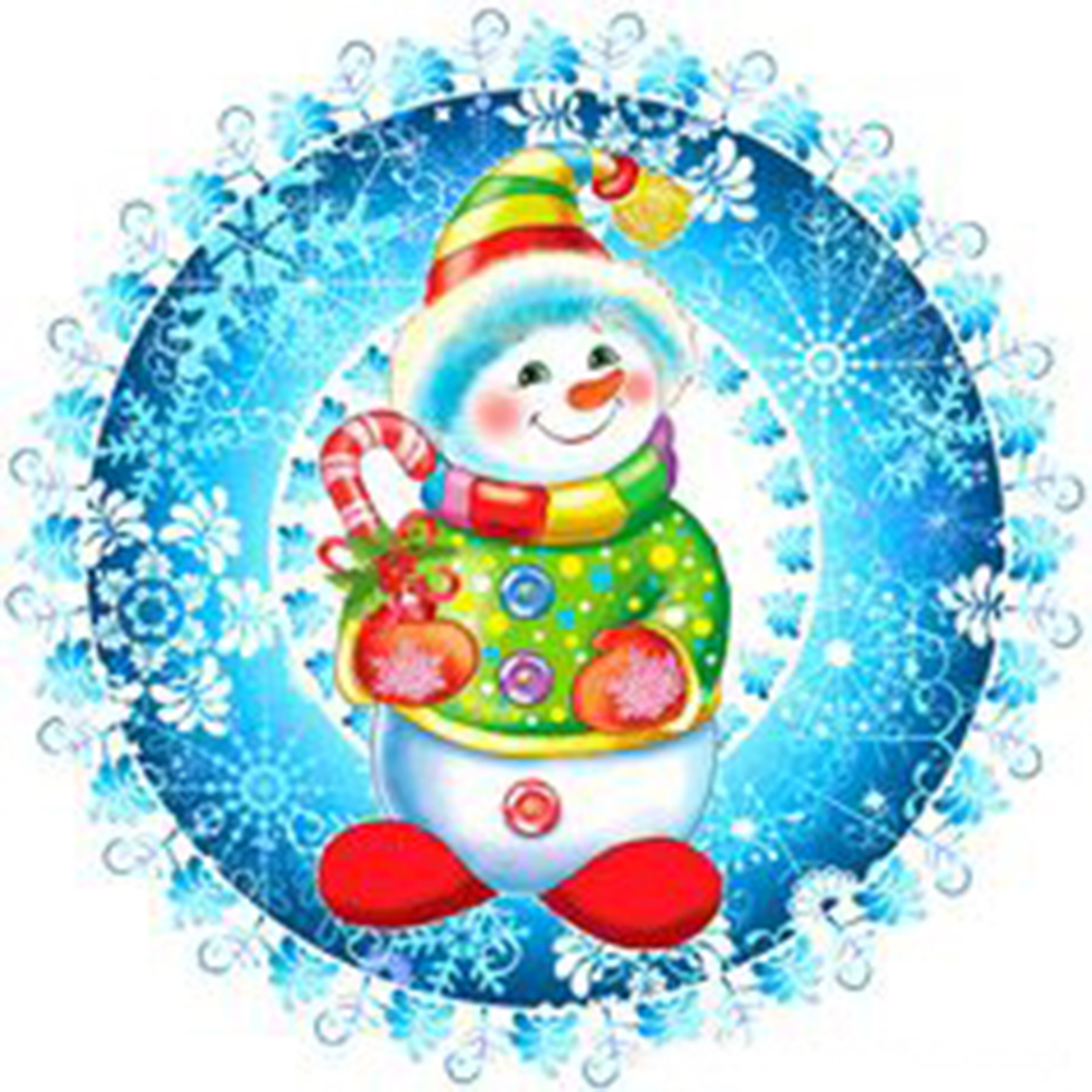 

40*40CM - Round Drill Diamond Painting - Snowman in Clothes Wreath, 501 Original