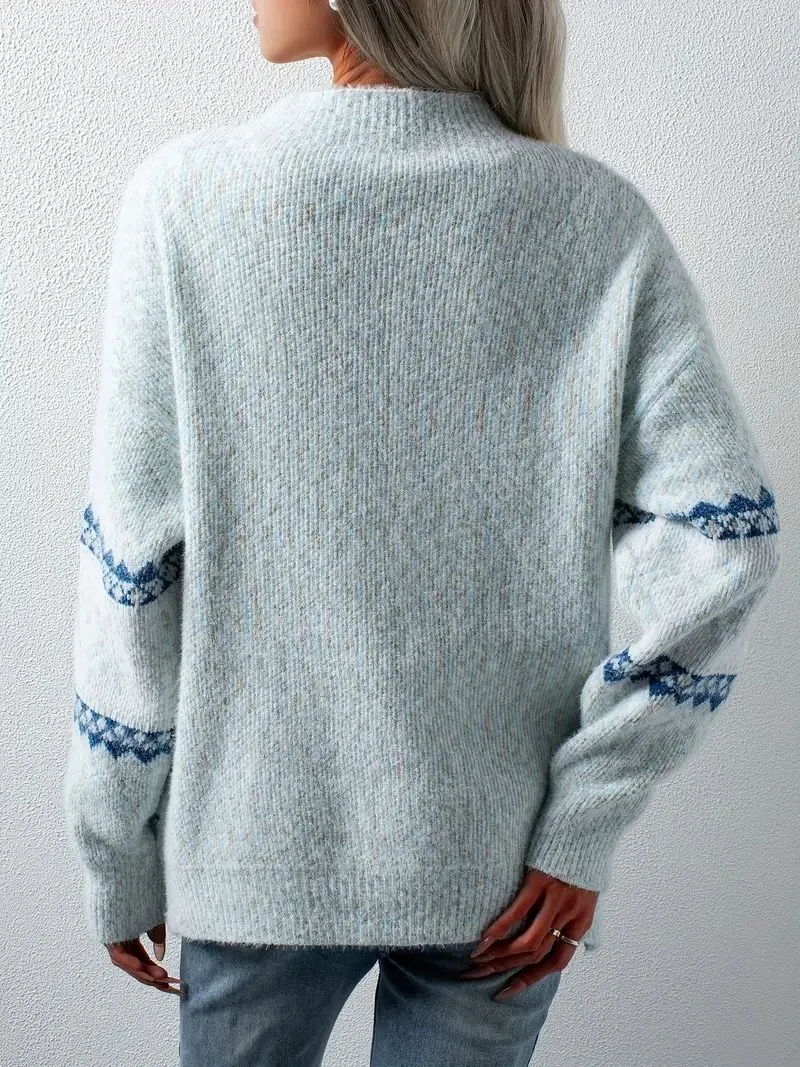 Groovy Blue Round Neck Sweater