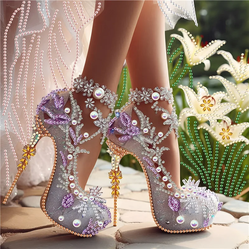 5D DIY Partial Special Shaped Drill Diamond Painting High Heel Decor 30x30cm