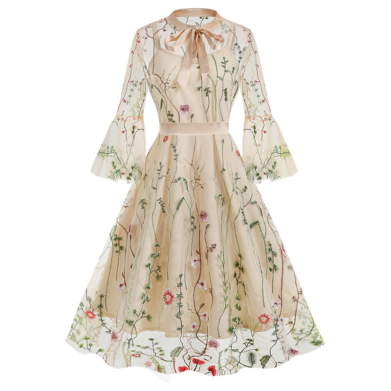 Mature Ladies Vintage Mesh Party Dress