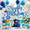 Birthday Decorations, NO DIY, Pre-Strung Happy Birthday Banner with Honeycomb Balls, Hanging Swirls, Circle Dots Garland, Happy Birthday Party Decorations for Women Men Boys Girls (Blue)