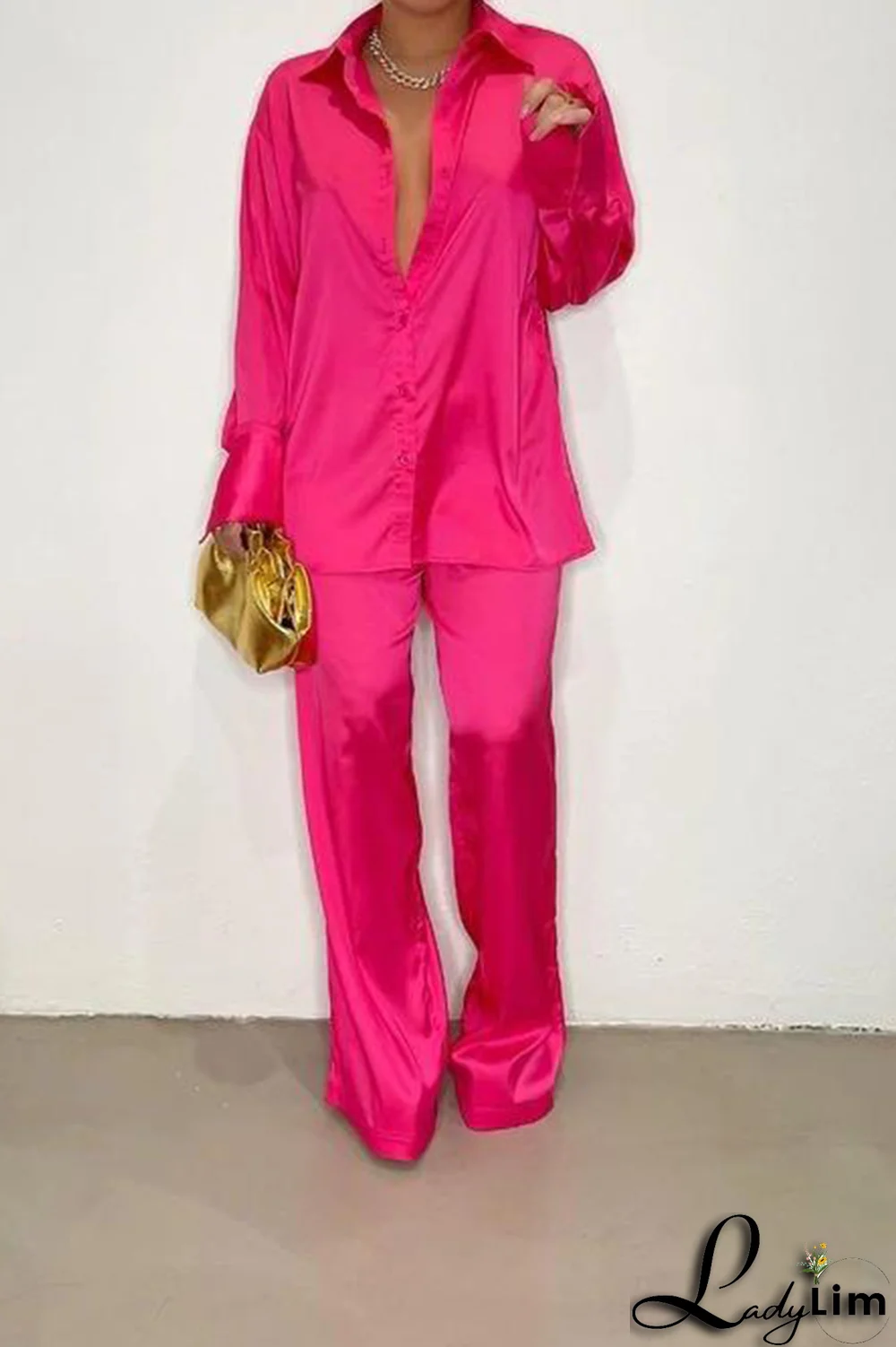 Coffee Casual Solid Patchwork Turndown Collar Long Sleeve Two Pieces