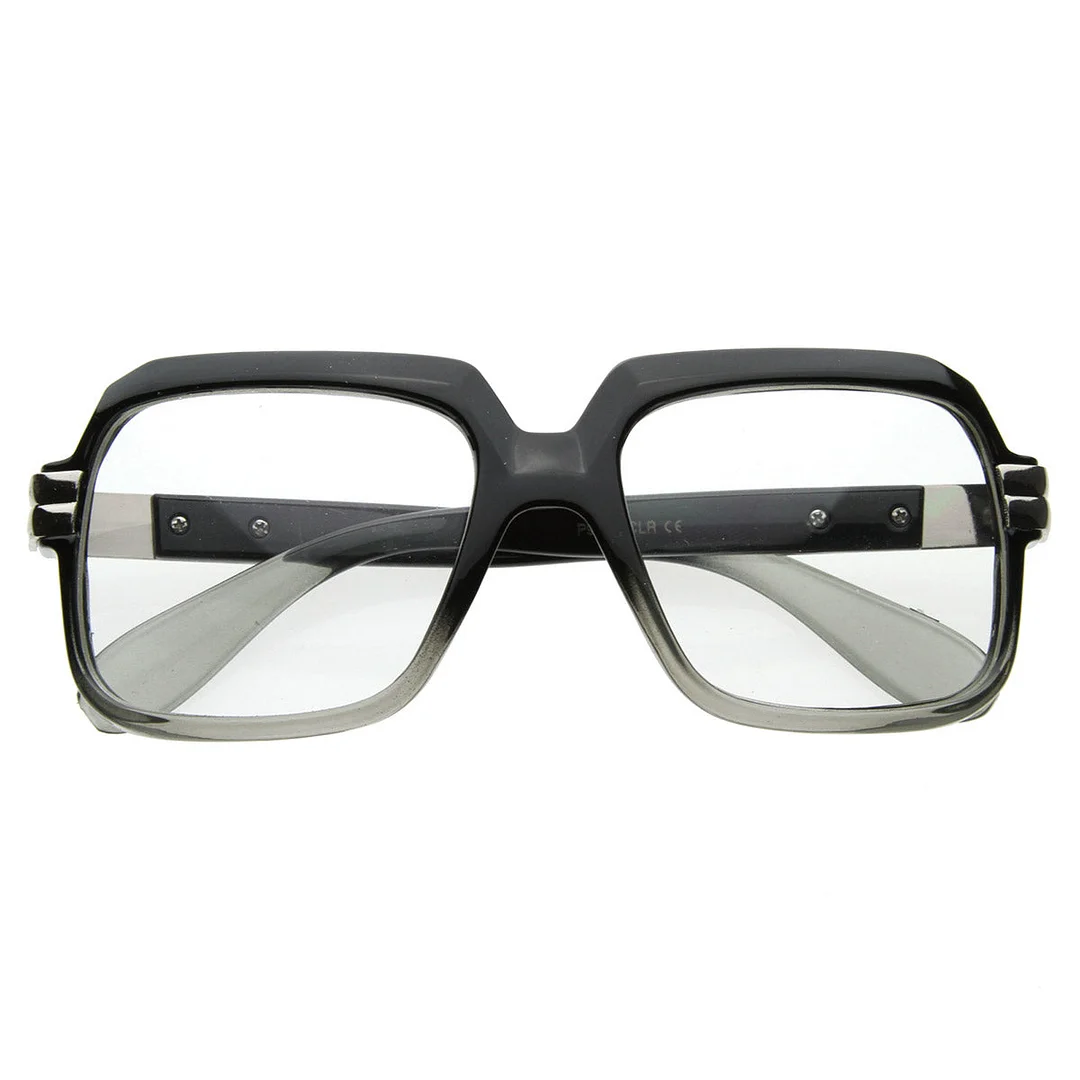 Old School Vintage Squared Clear Lens Eyeglasses