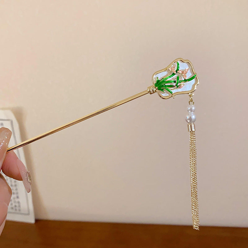 Retro Vintage Flower Tassel Rabbit Flower Wood Hair Pins