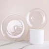 10 Pack | Clear Hammered 9" Round Plastic Dinner Plates With Gold Rim, Disposable Party Plates