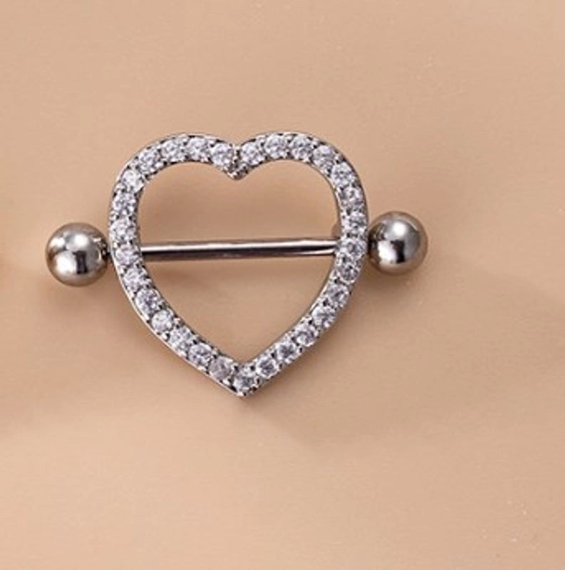 1 Piece Nipple Rings & Studs Fashion Heart Shape Wings 316L Stainless Steel  Copper Plating Zircon