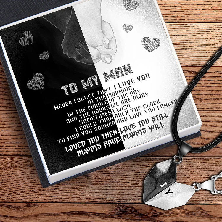 To My Man Magnetic Heart Necklace Custom Love Couple Necklace Gift Set