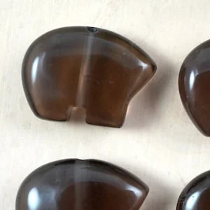 pornhint Pornhint 19x13mm Zuni Bear Smoky Quartz Animal Fetish Beads, center drilled, polished, and untreated, Destash closeout BB63