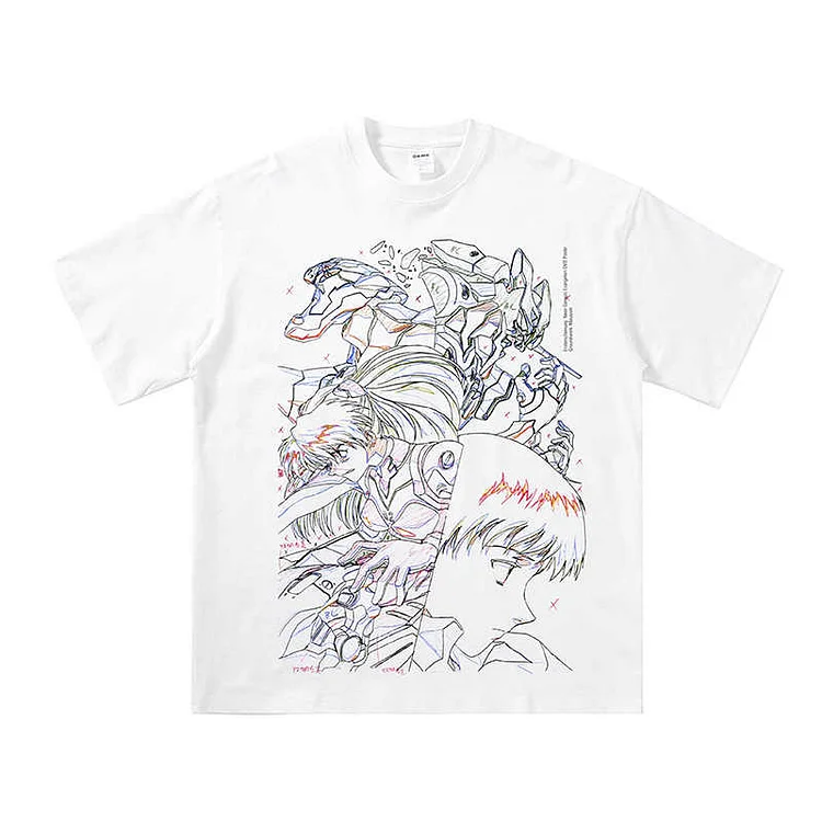 Pure Cotton Evangelion Manga Style Aesthetic T-shirt  weebmemes
