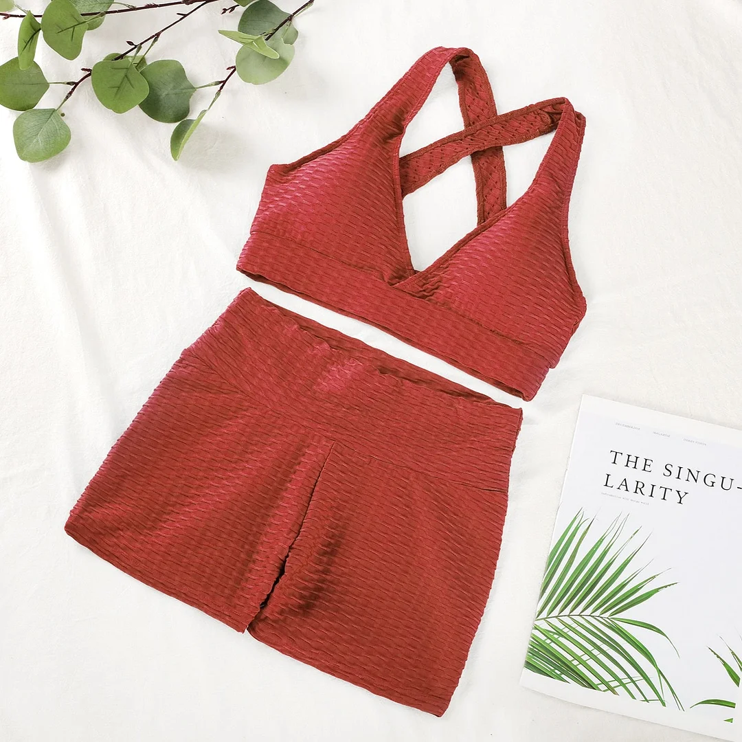 ATHVOTAR Two Piece Shorts Set Women Top and Pants Anti Cellulite Leggings High Waist 3 Piece Set Tracksuits Sweat Suits Women