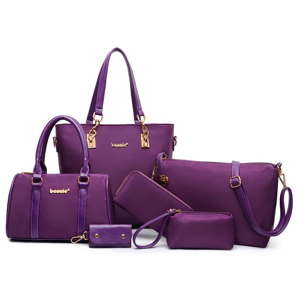 6 Pcs Women Ladies Handbag Set Totes Crossbody Shoulder Bags and Purse Clutch