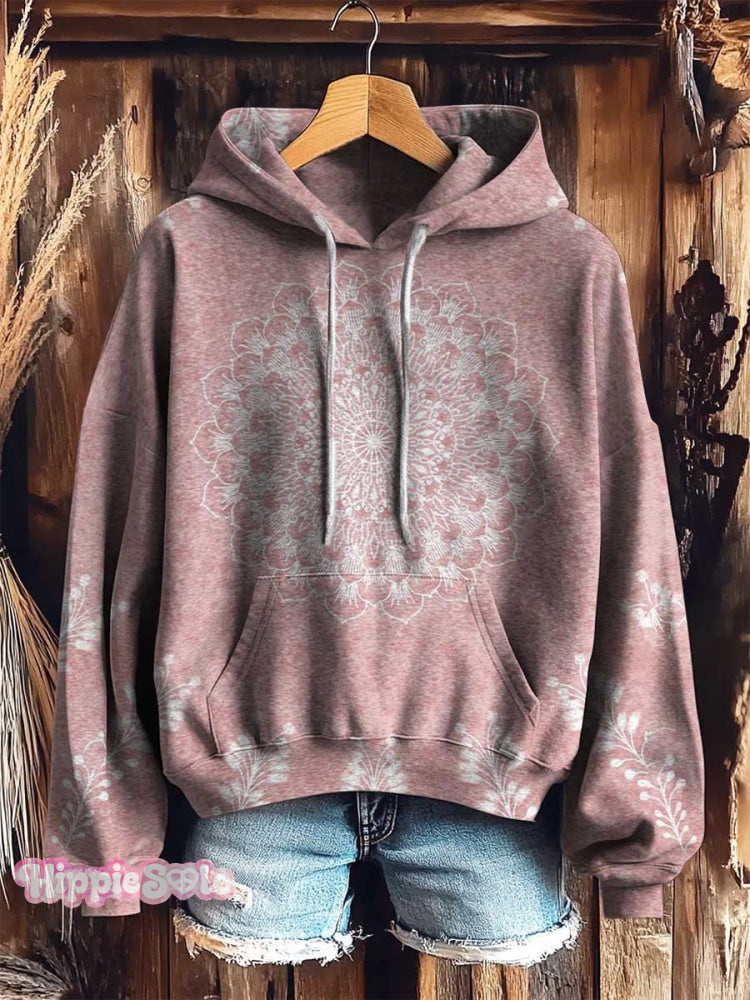 Mandala Art Print Casual Hoodie Multicolor / S