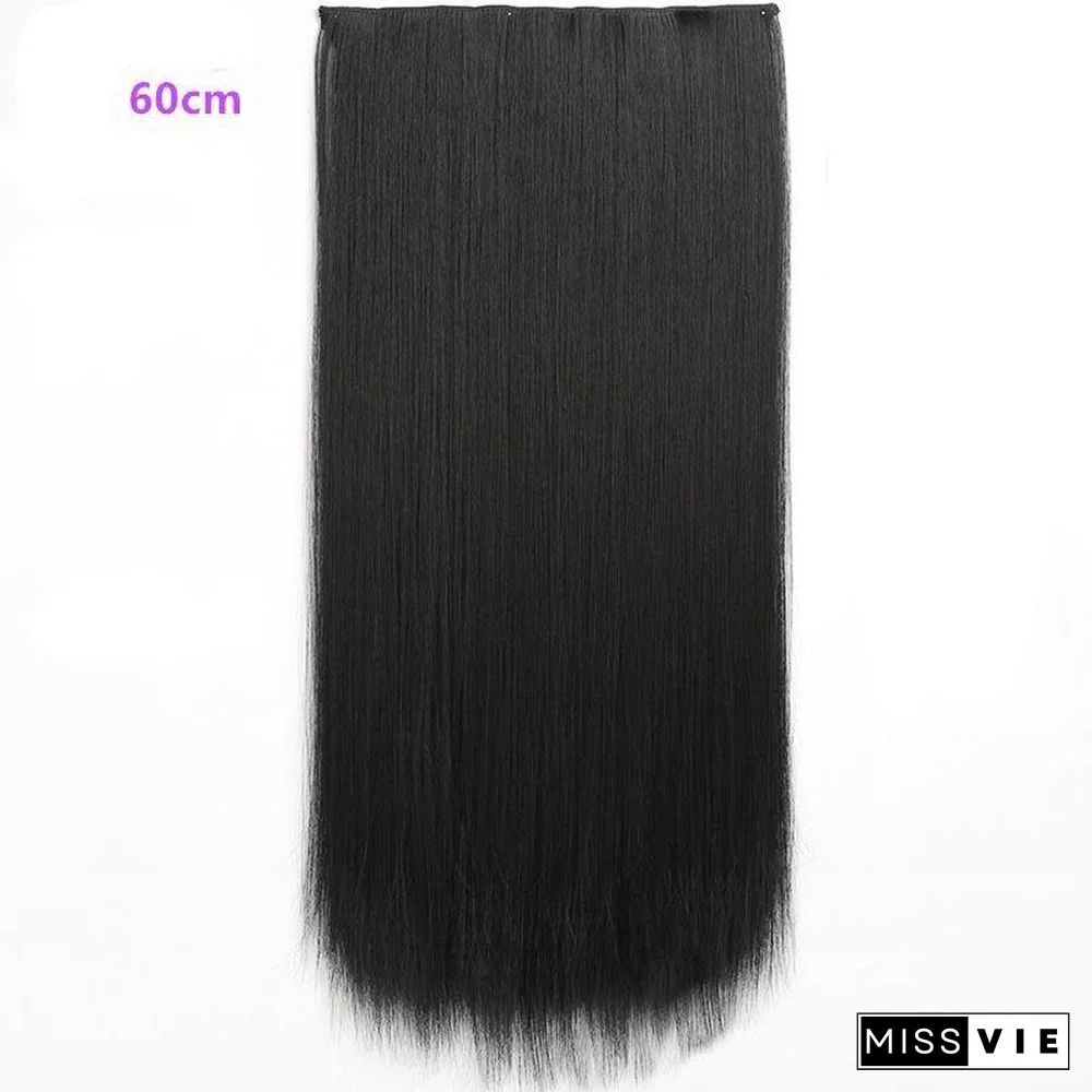 One Piece Five-card Hair Extension Piece 60cm Matte High Temperature Silk Straight Hair Piece