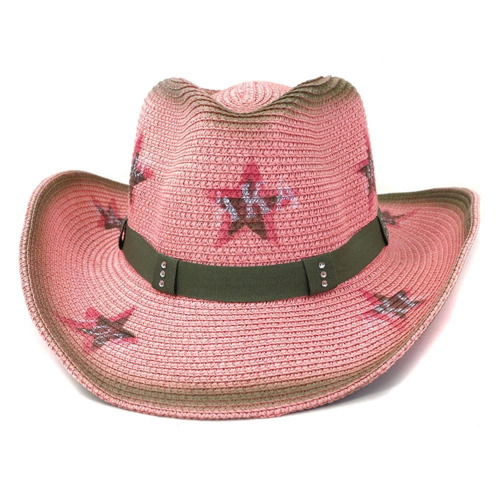 Western Vowboy Pink Straw Hat
