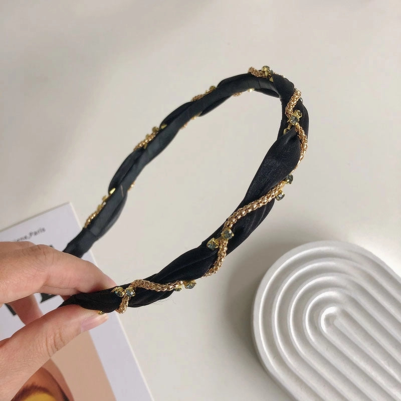 Women’s Fashion C Shape Cloth Handmade Artificial Pearls Rhinestones Hair Band