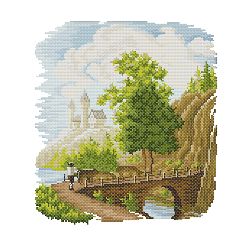 

Bridge - 14CT Stamped Cross Stitch - 31*34CM, 501 Original