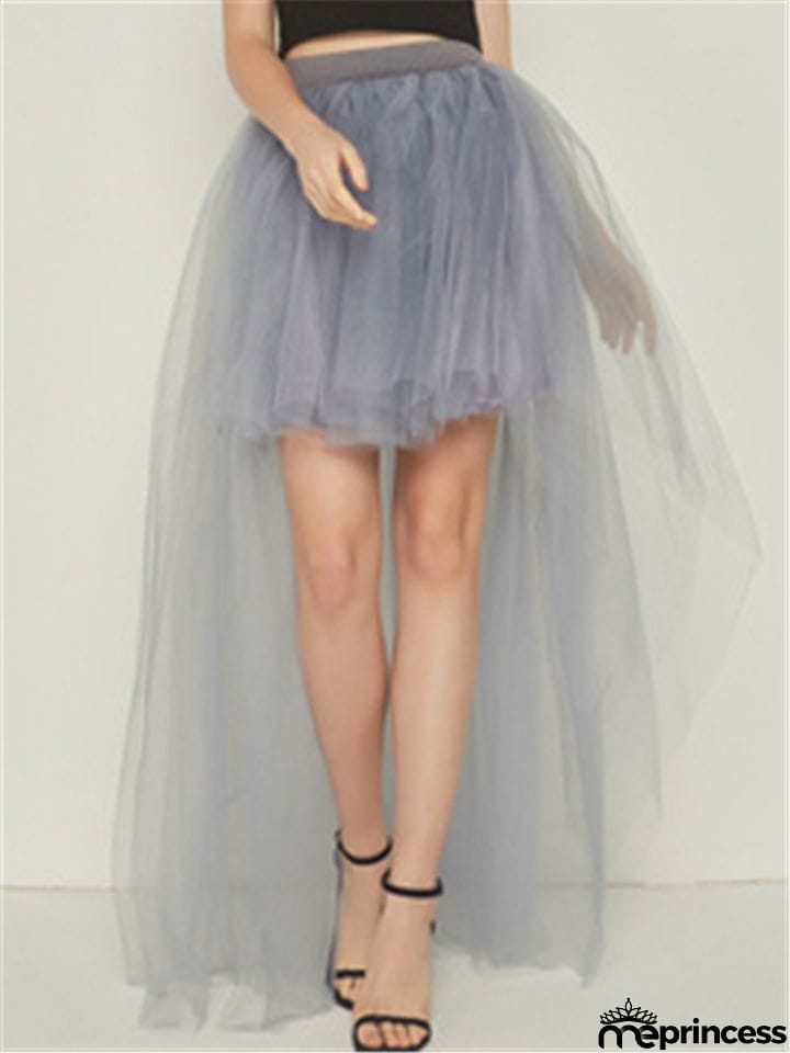 Casual Trendy Irregular Hem Sexy Tulle Solid Color Skirts For Women