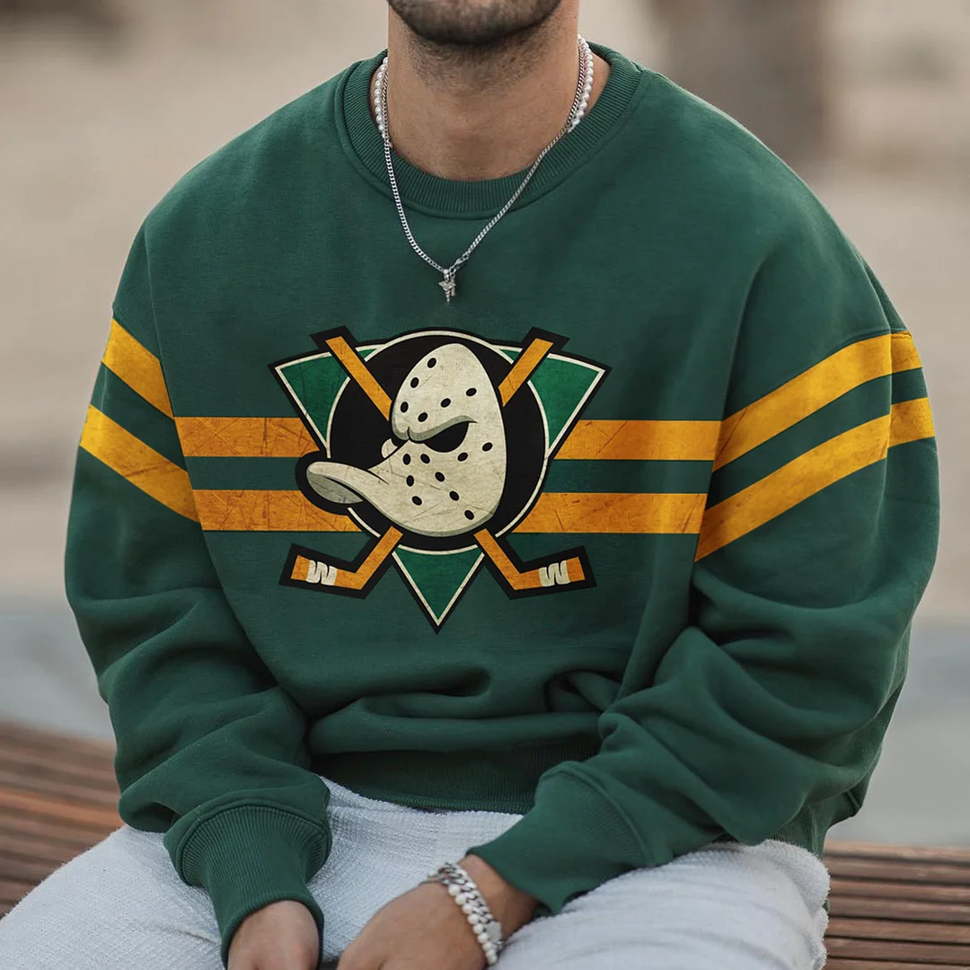 Men's Vintage Hockey Print Casual Sweatshirt