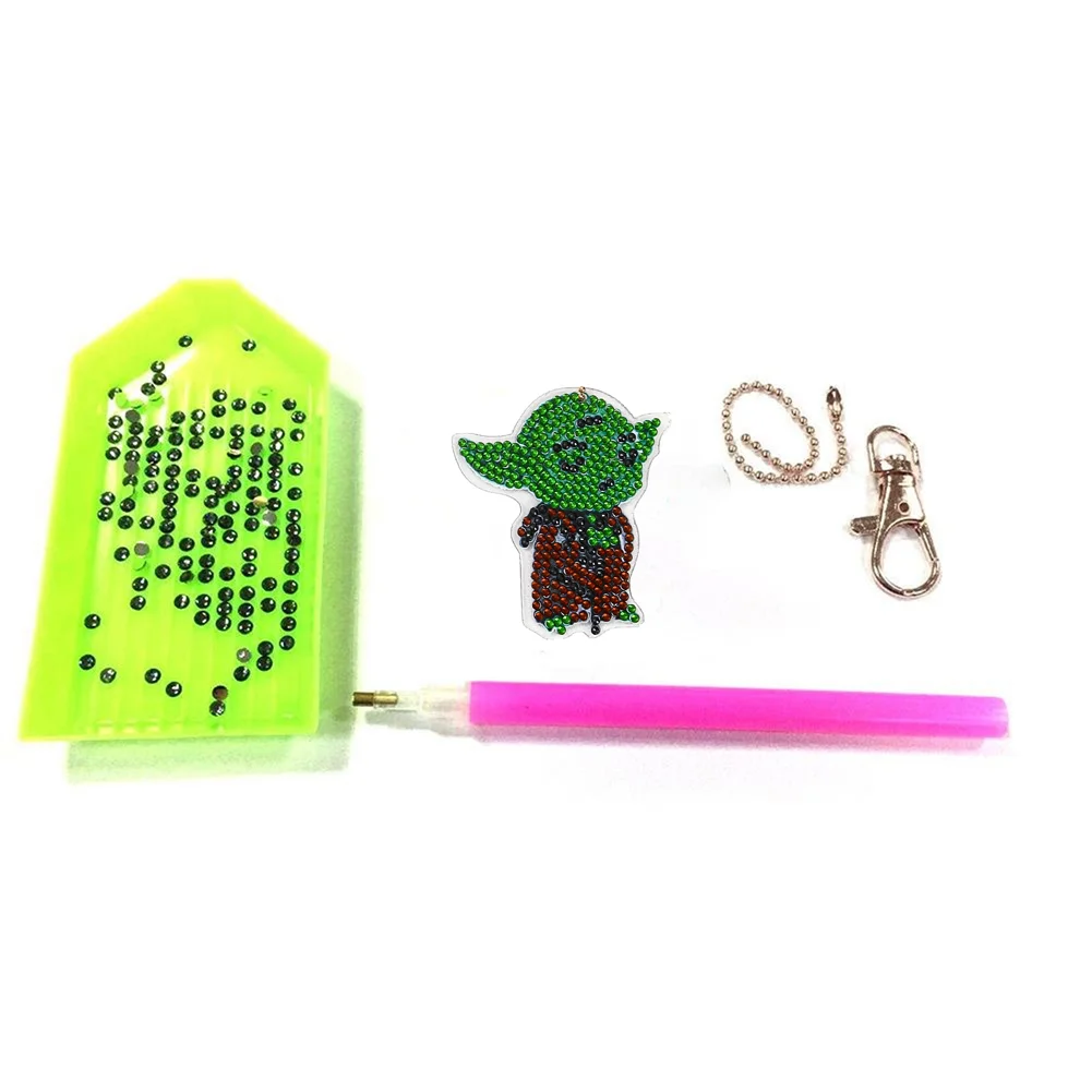 5pcs Diamond Painting Keyring Kits DIY Star Wars Keychain Bag Pendant(Double Sided)