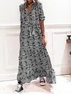 Skull Printed Long Sleeves Maxi Dress