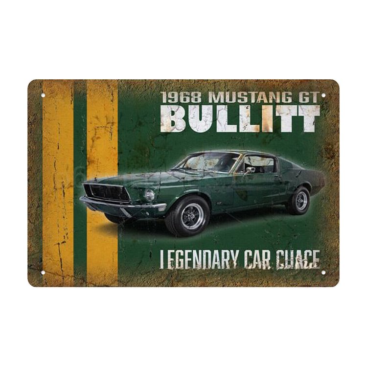 1968 Mustang Bullitt - Enseigne Vintage Métallique/enseignes en bois - 20*30cm/30*40cm