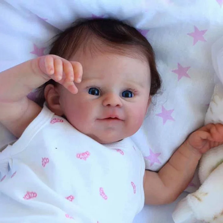20" Real Looking Lifelike Blue Eyes Weighted Reborn Baby Girl Doll Wenla with Brown Hair Set