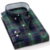 Plaid long sleeve casual cotton shirt