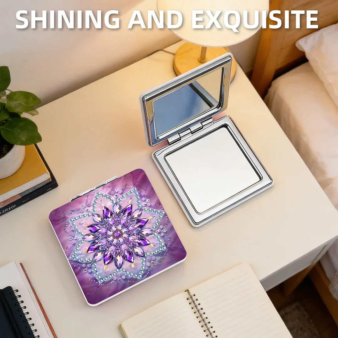 Mandala DIY Special Shaped Diamond Painting Compact Mirror Kits Diamond Art Painting Pocket Mirror for Beginners Adults Art Craft Woman Gifts