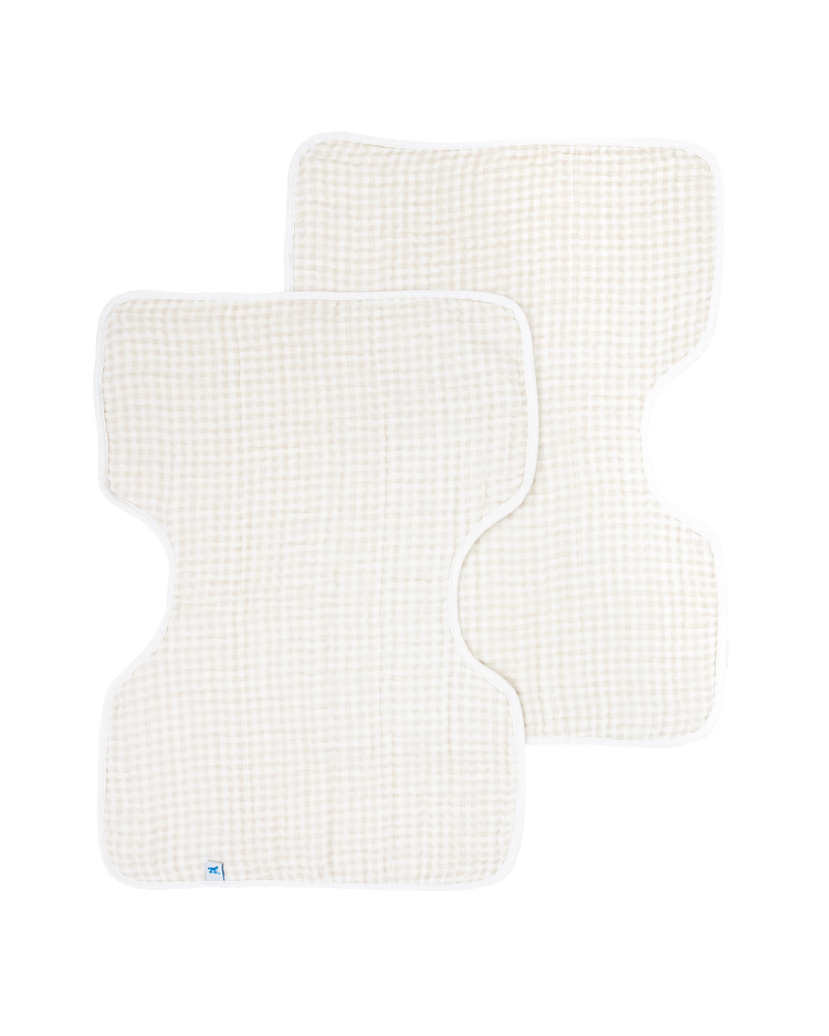 Cotton Muslin Burp Cloth 2 Pack - Tan Gingham