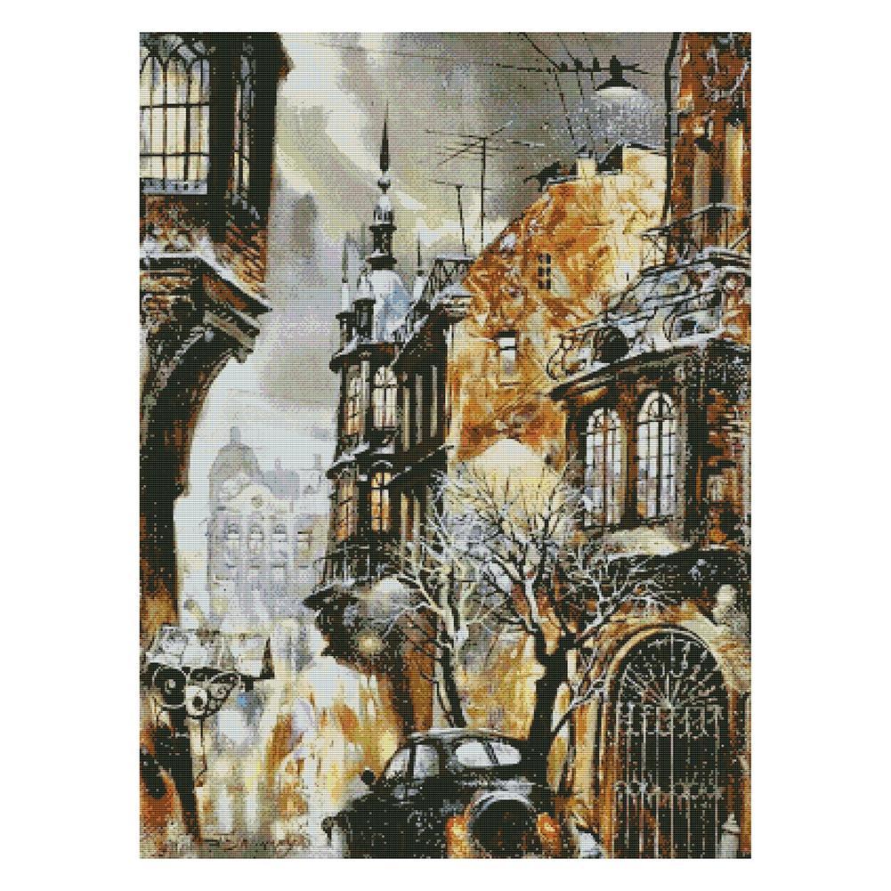 

A Corner Of The City - 14CT Stamped Cross Stitch - 61*79cm, 501 Original