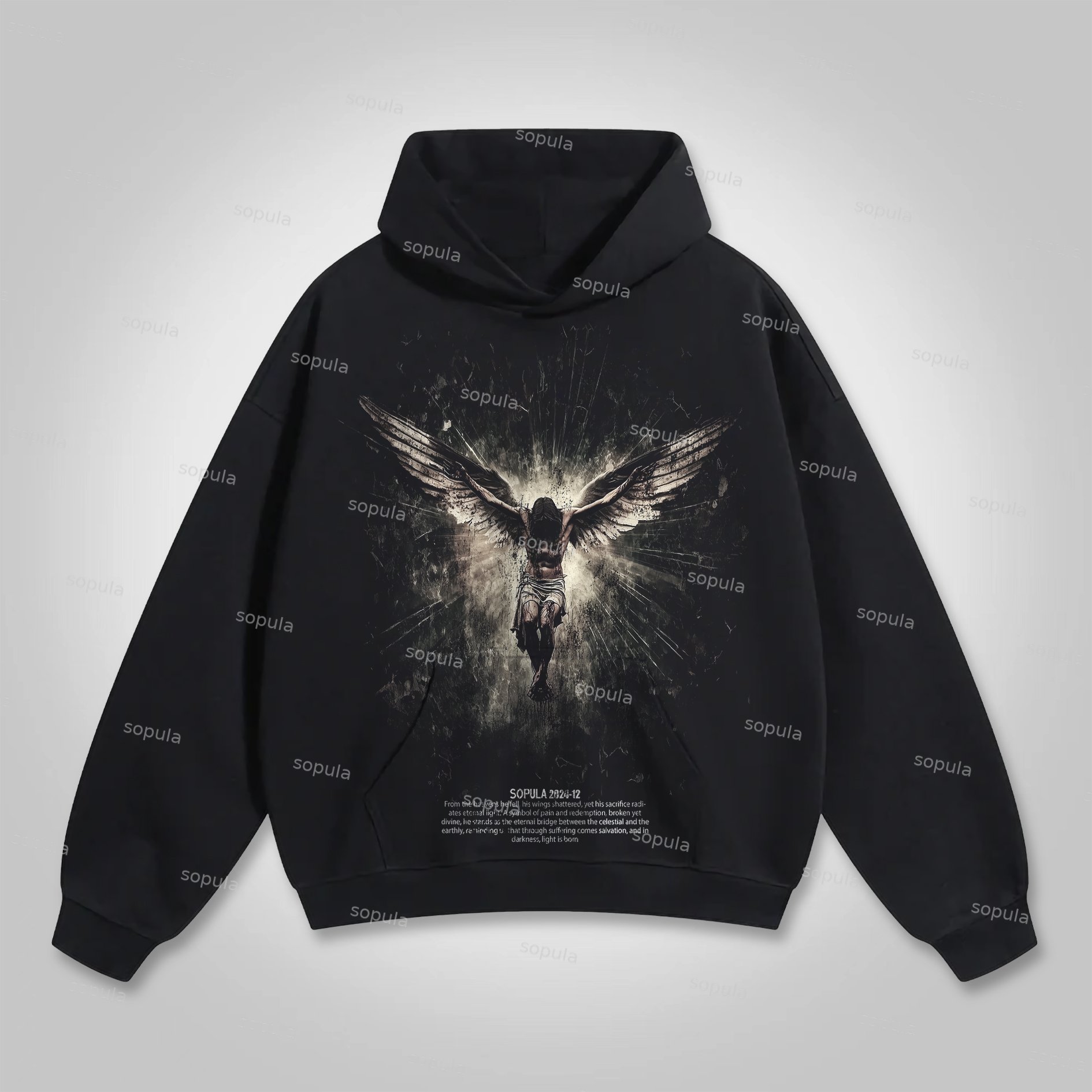 Sopula Light Is Born From Darkness Graphic Jesus Hoodie