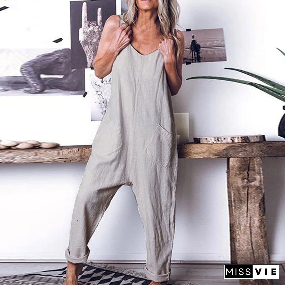 Summer Plain Loose Jumpsuit