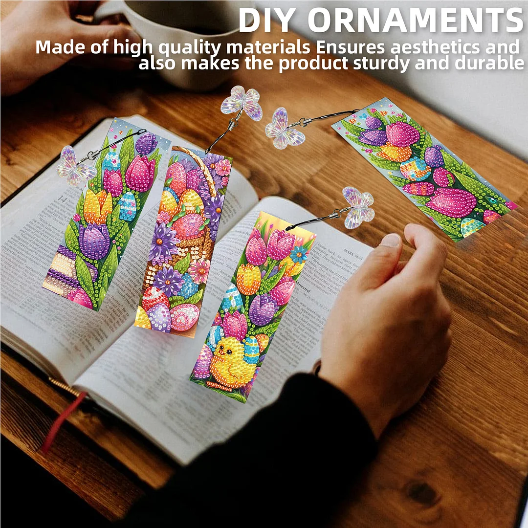 12Pcs Easter Cats DIY Diamond Art Painting Bookmark for Reading Enthusiasts