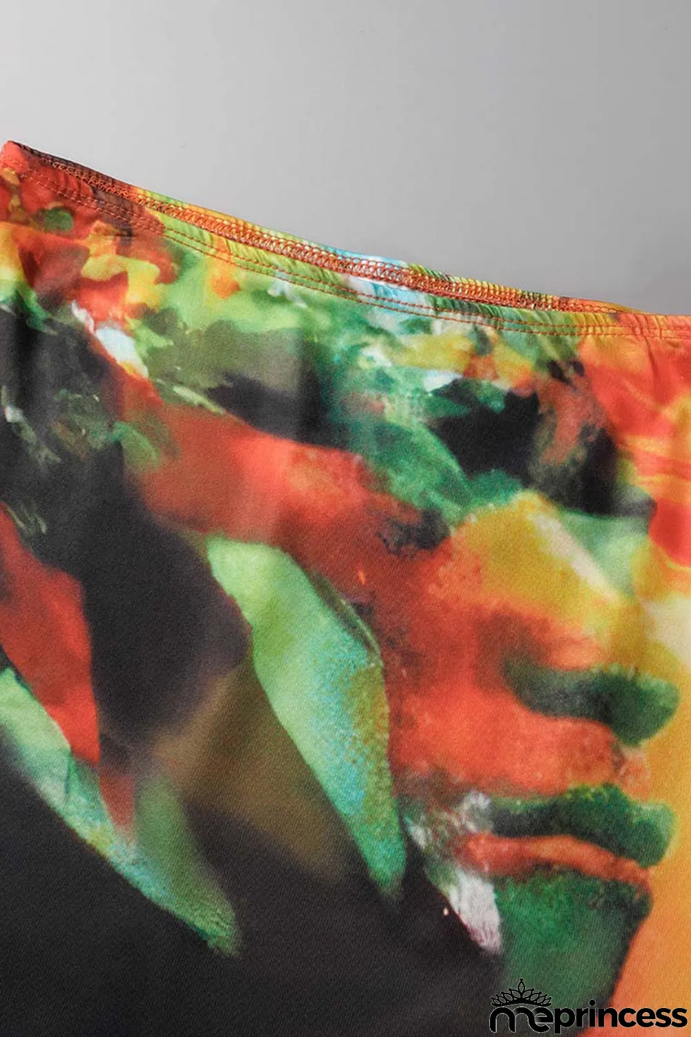 Colour Sexy Print Basic O Neck Short Sleeve Two Pieces