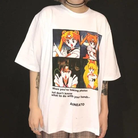 White Harajuku Sailor Moon Tee Shirt S12684