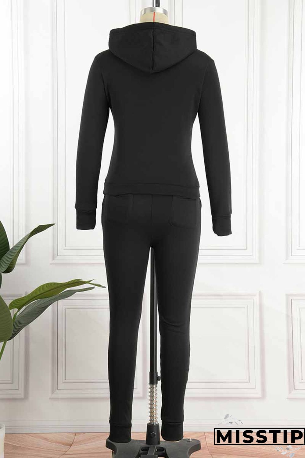 Khaki Elegant Print Letter Hooded Collar Long Sleeve Two Pieces