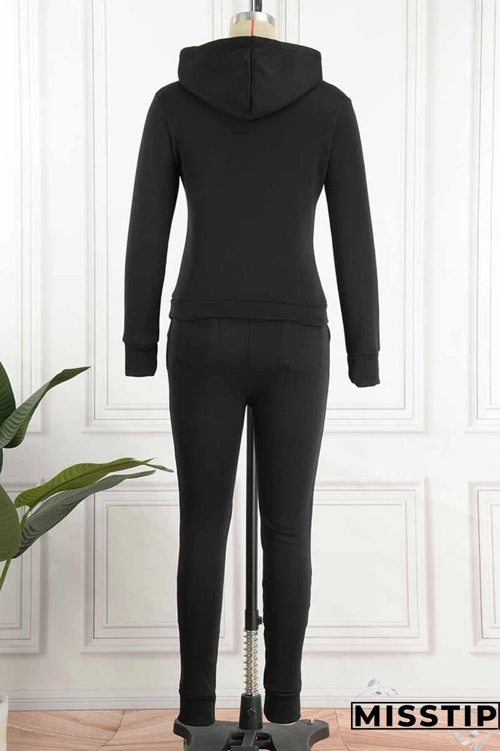 Khaki Elegant Print Letter Hooded Collar Long Sleeve Two Pieces