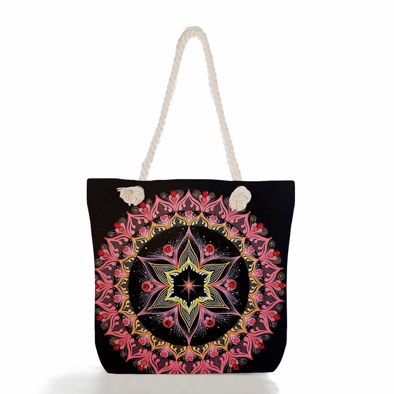 Women’s Basic Flower Canvas Shopping Bags