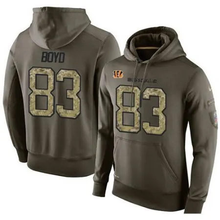 NFL Men's  Cincinnati Bengals #83 Tyler Boyd Stitched Green Olive Salute To Service KO Performance Hoodie