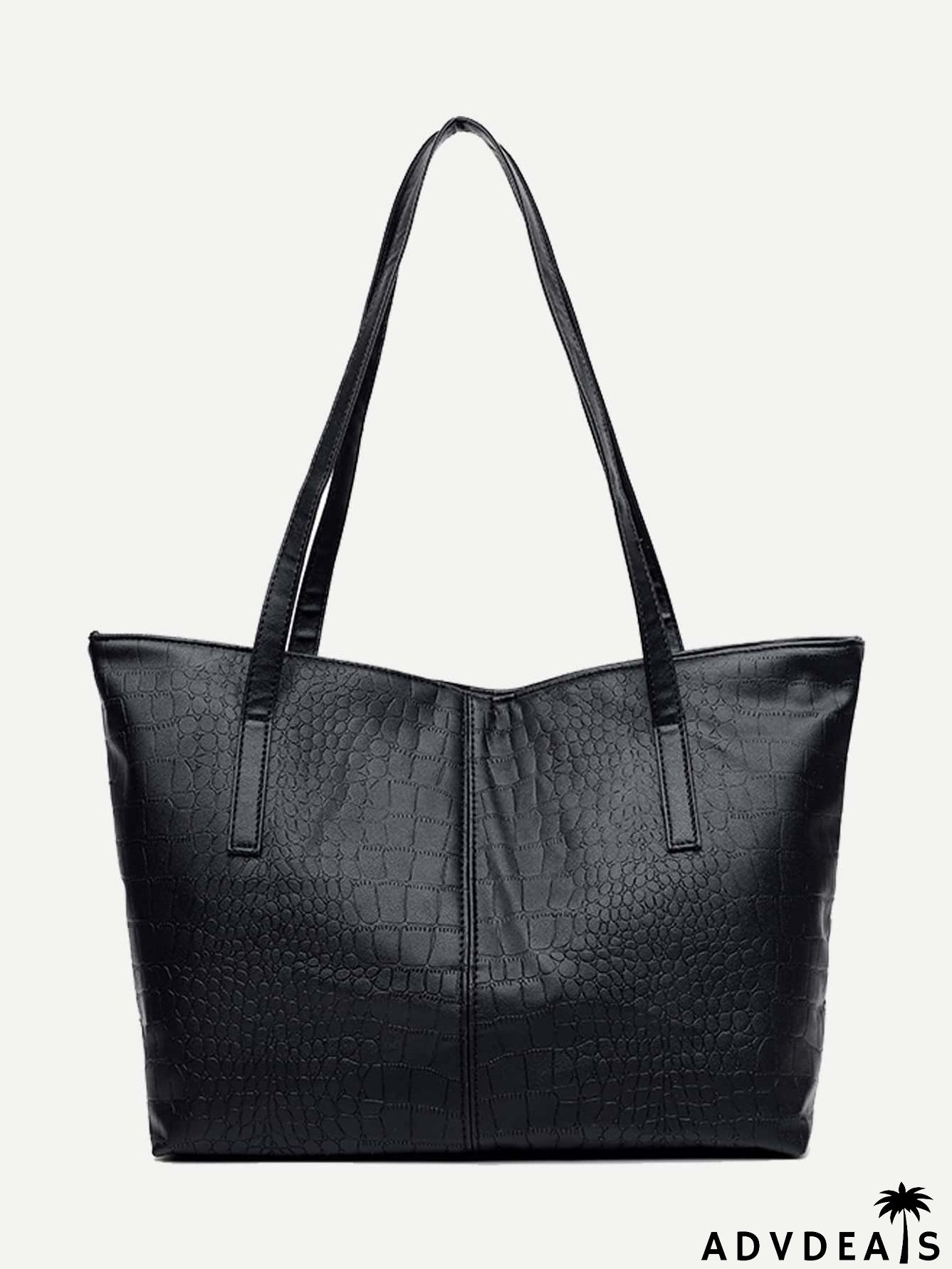 Crocodile Embossed Shoulder Tote Bag