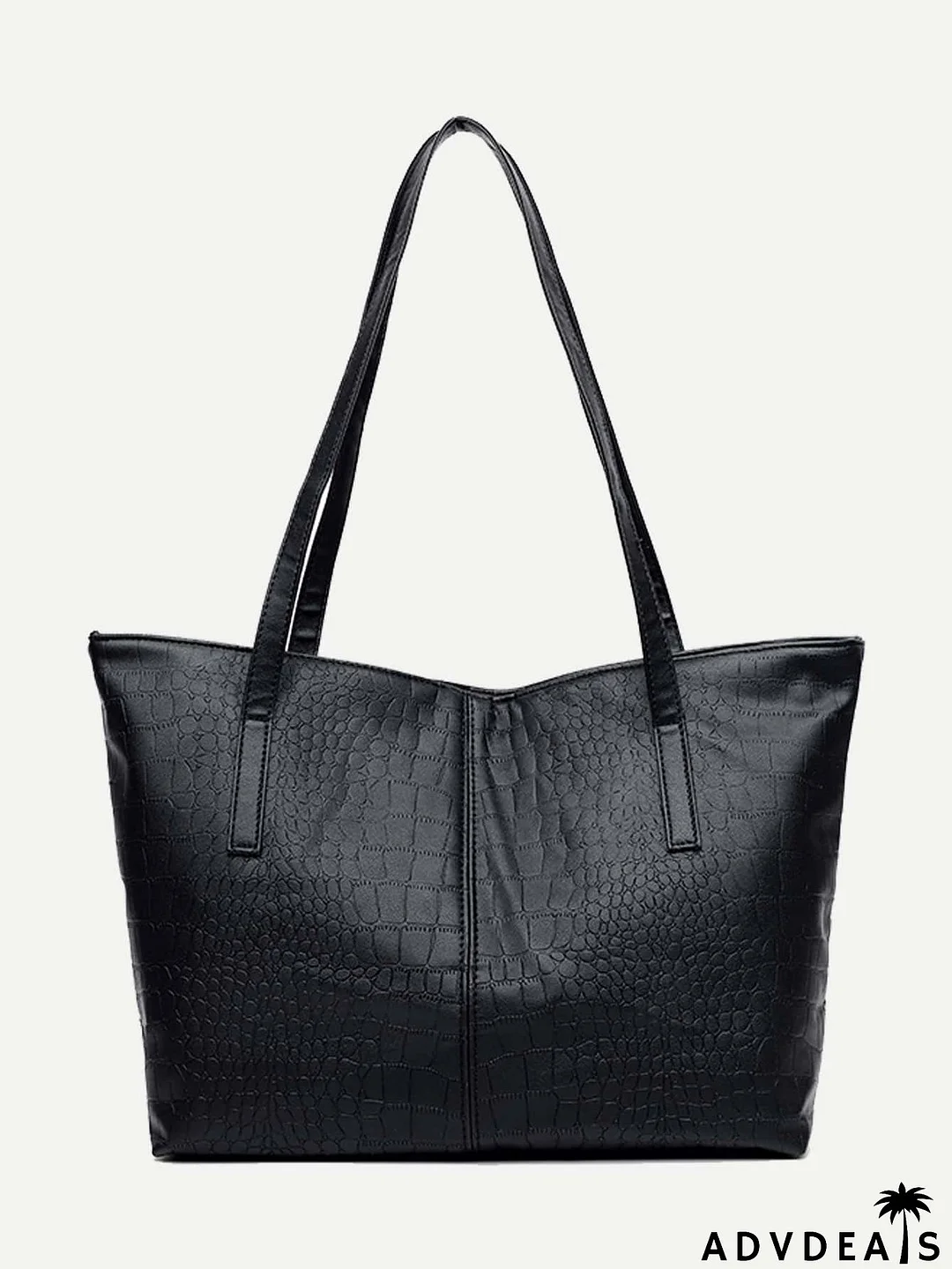 Crocodile Embossed Shoulder Tote Bag