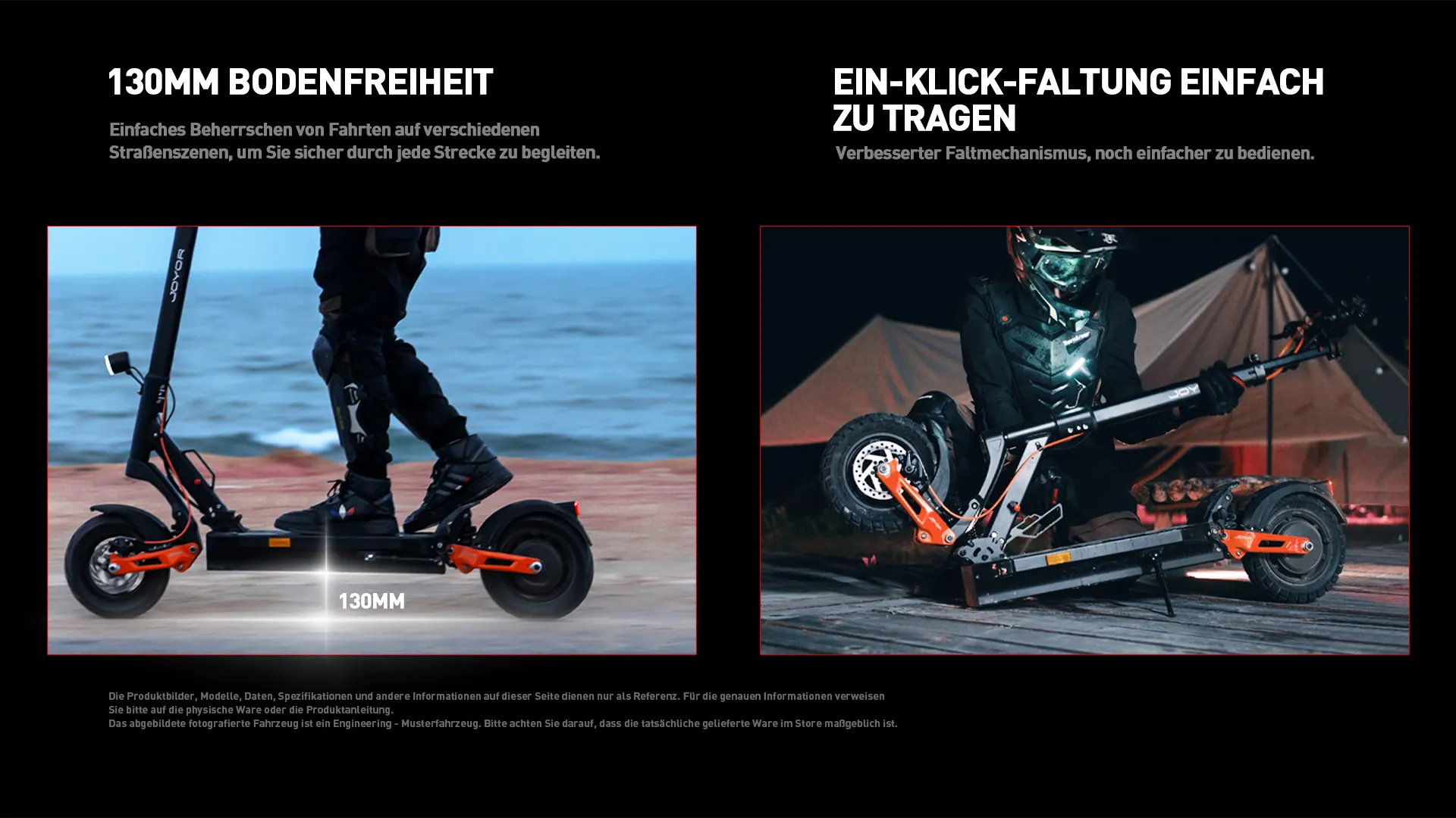 130mm high ground clearance chassis of Joyor T6E Pro for crossing obstacles