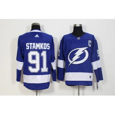 Men's  Tampa Bay Lightning #91 Steven Stamkos Blue Stitched NHL Jersey