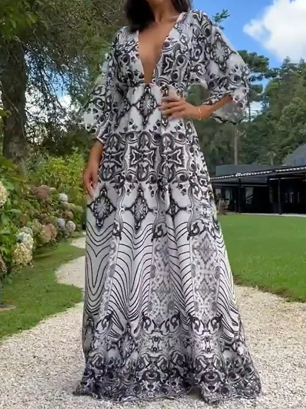 Leopard print resort style women's slit dress
