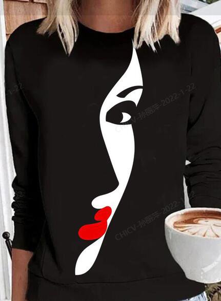 Crew Neck Abstract Shirts & Tops