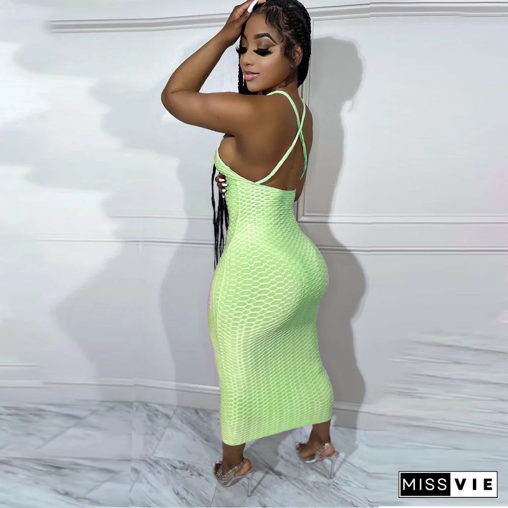 Summer Spaghetti Straps Backless Bodycon Dresses